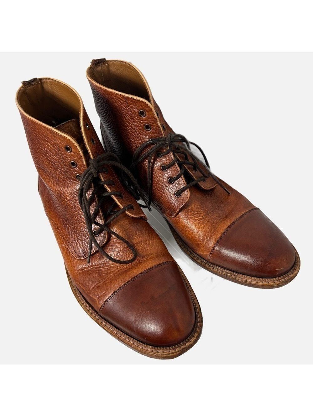 TAFT Men’s Rome Ankle Boot Brown Lace Up 10 US 43 EU Leather Made in Spain